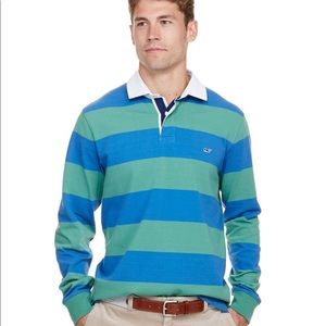 Vineyard Vines Blue and Green Striped Rugby Shirt
